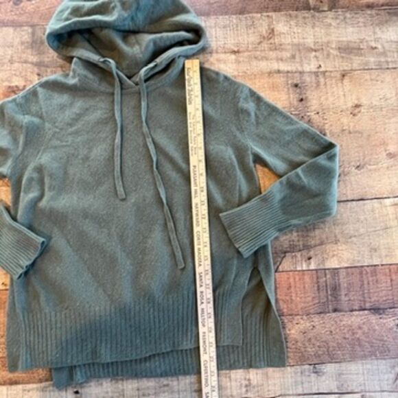 Banana Republic New Way Hi Low Green Knit Hoodie Sweater Small Merino Wool - Picture 6 of 9